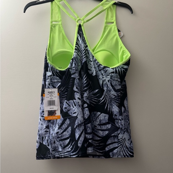 ZeroXposur Neon Green and Blue Tropical Tankini Top - Picture 5 of 5